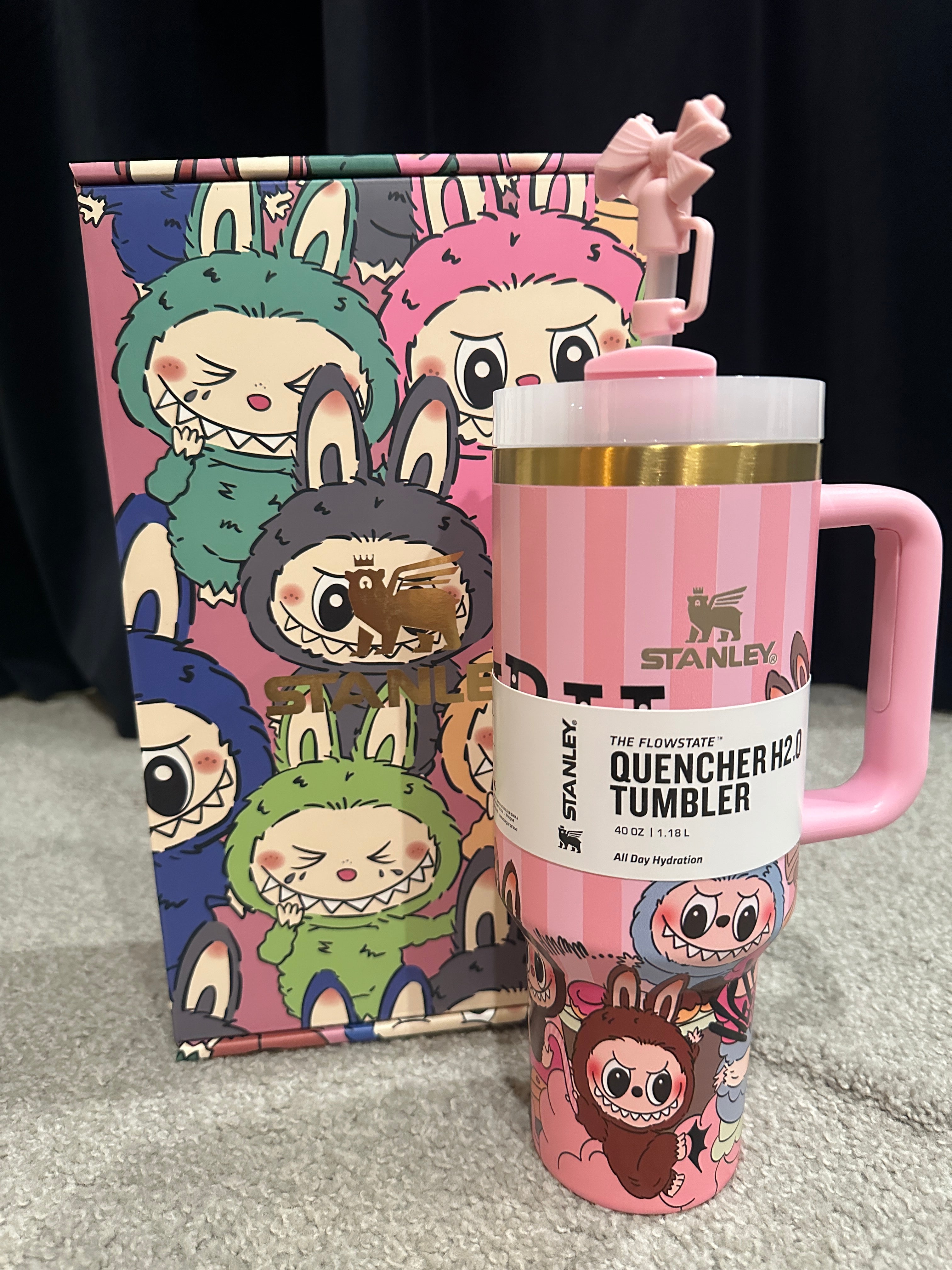 Stanley X Labubu 40oz Quencher H2.0 Tumbler – Pink | Official Limited Edition Collaboration