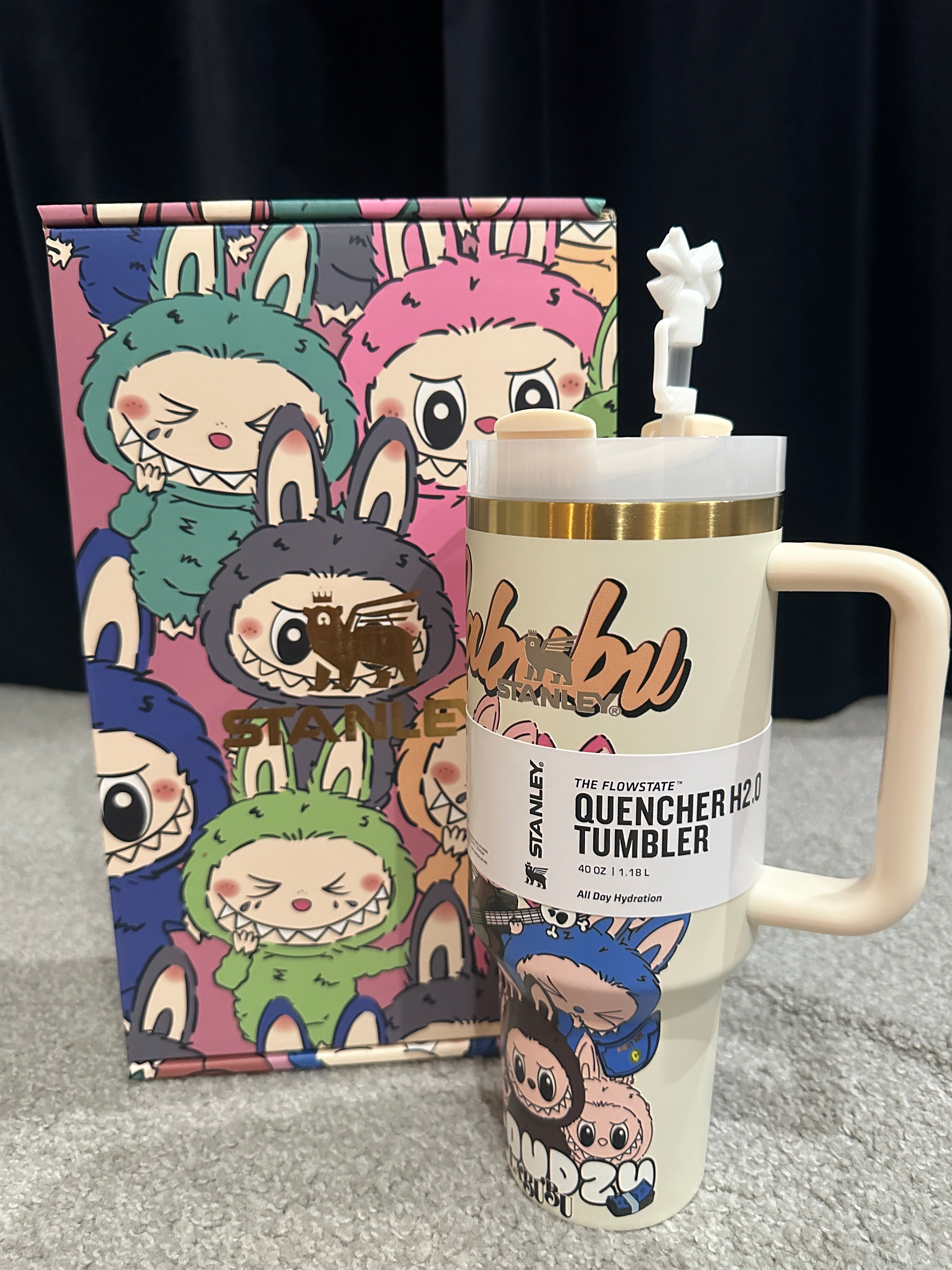 Stanley X Labubu 40oz Quencher H2.0 Tumbler – White | Official Limited Edition