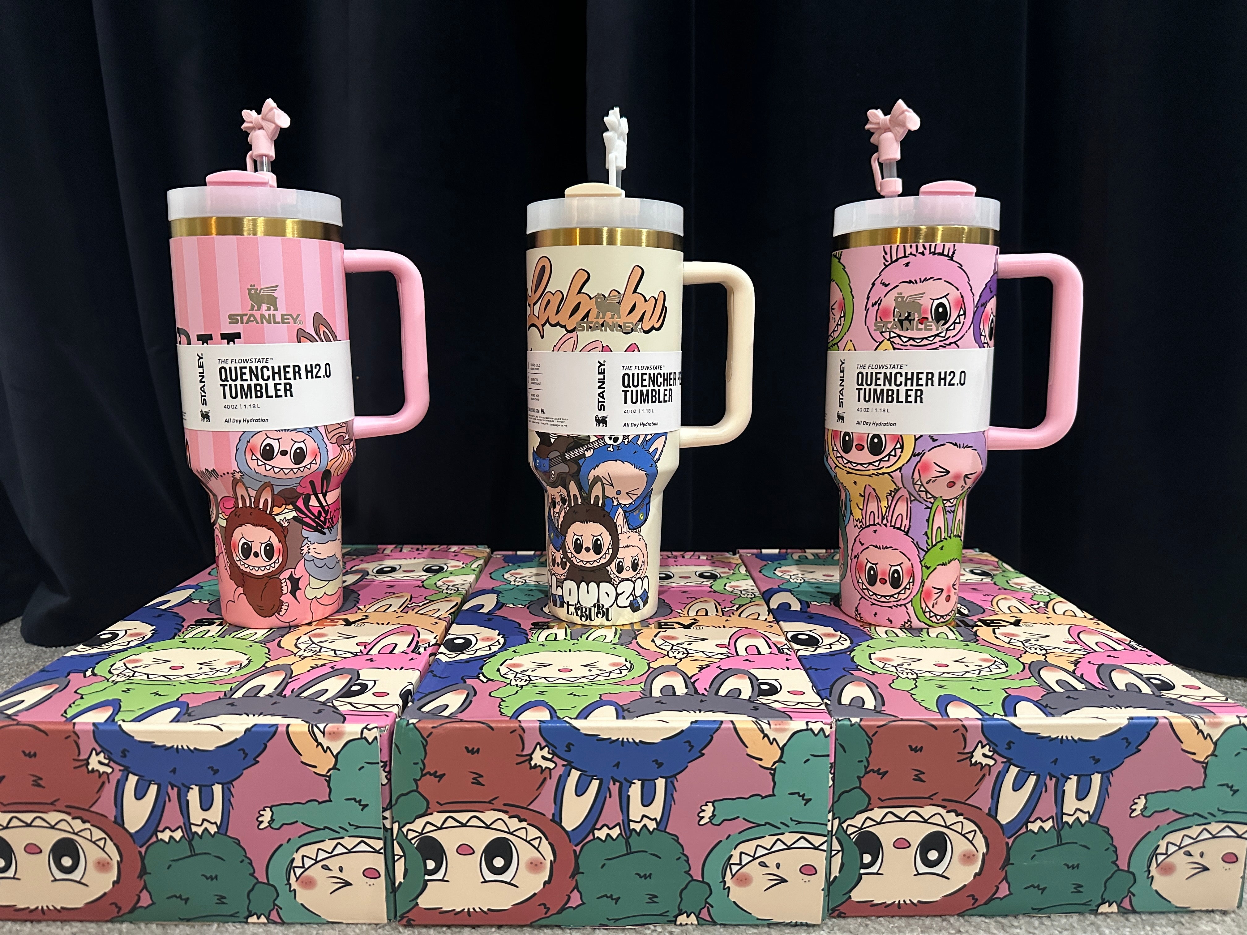 Stanley X Labubu 40oz Quencher H2.0 Tumbler – Pink | Official Limited Edition Collaboration