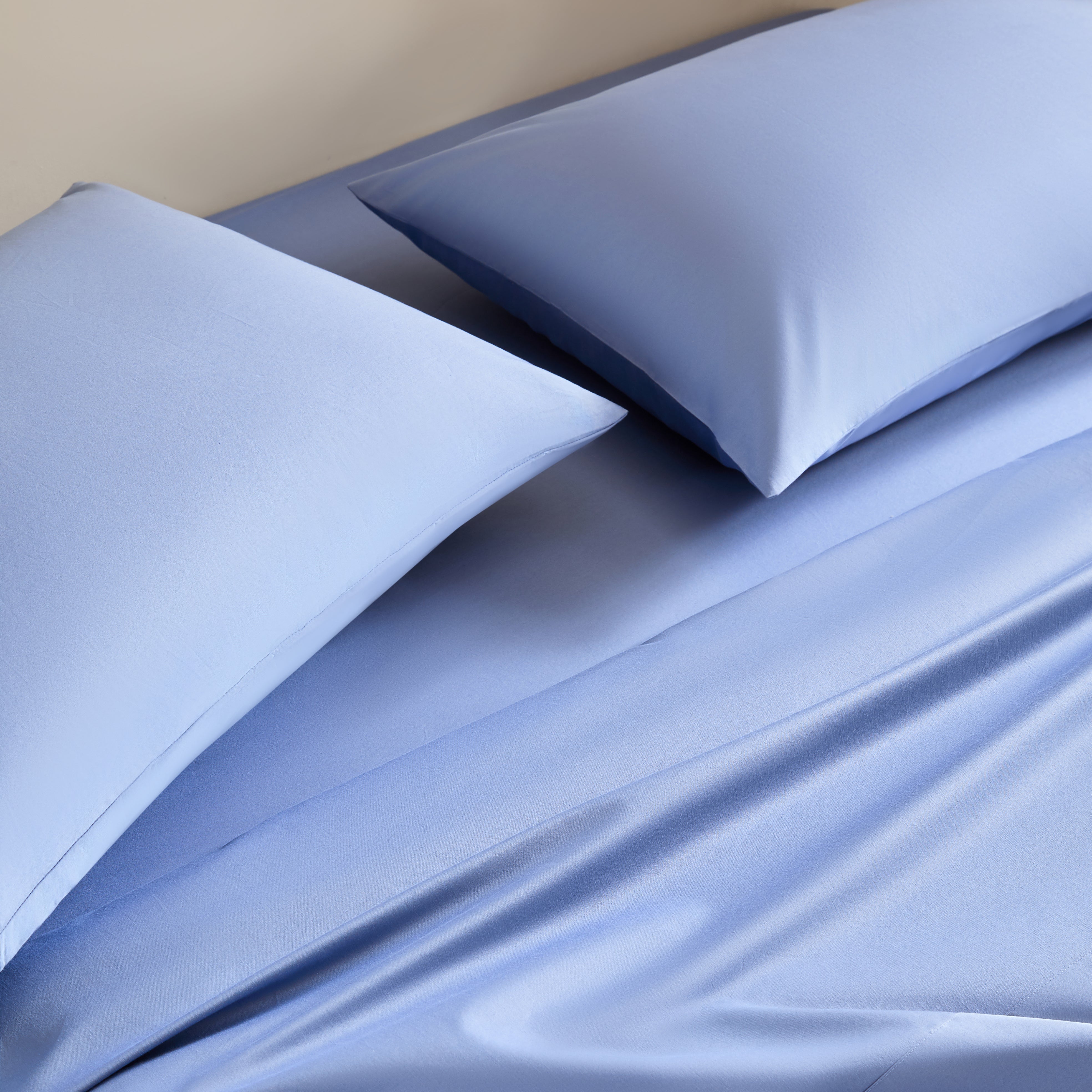 Butter Yellow + Heather Blue 100% Cotton Bed Sheet Set – 4-Piece, 300TC