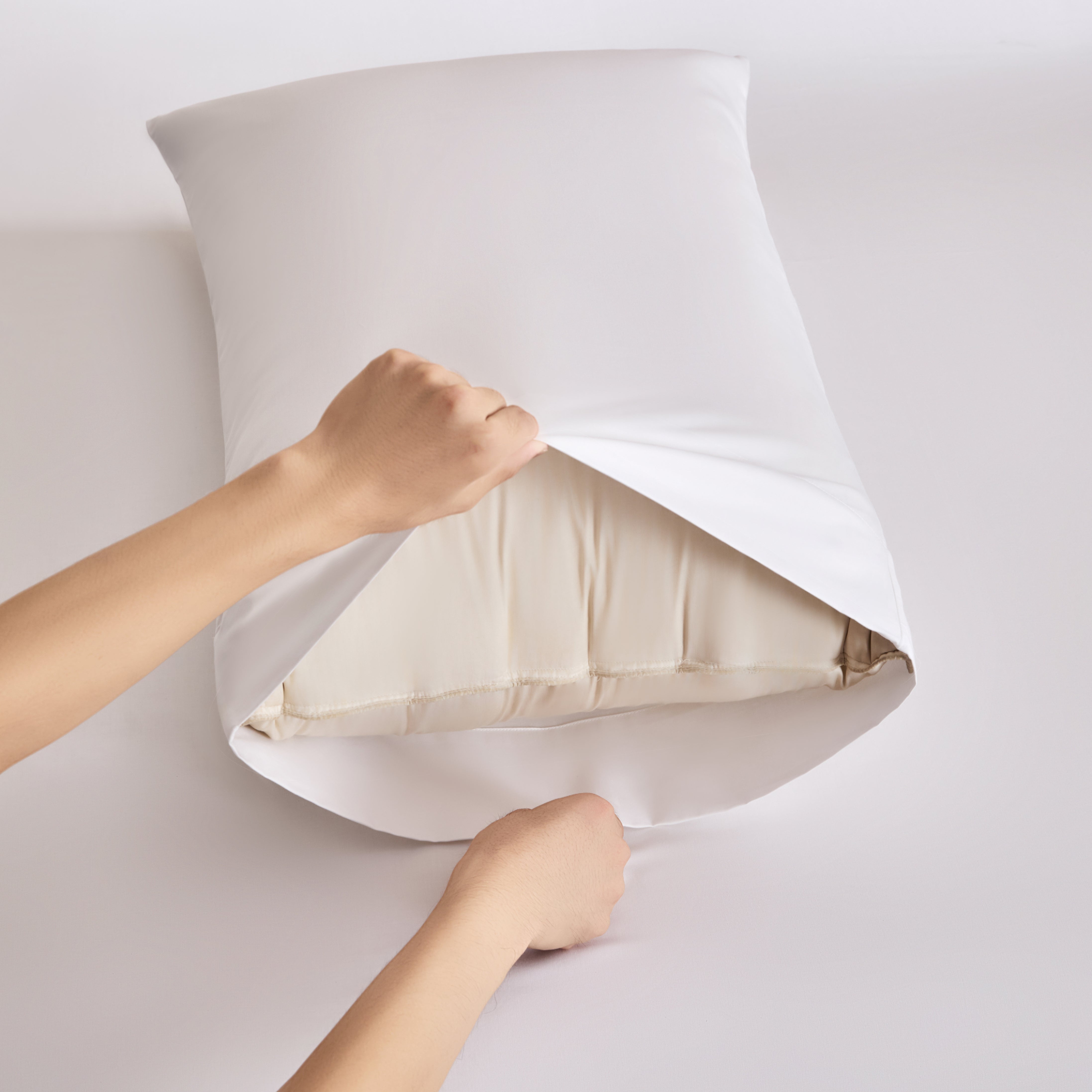 Heather Blue + Brilliant White 100% Cotton Bed Sheet Set – 4-Piece, 300TC