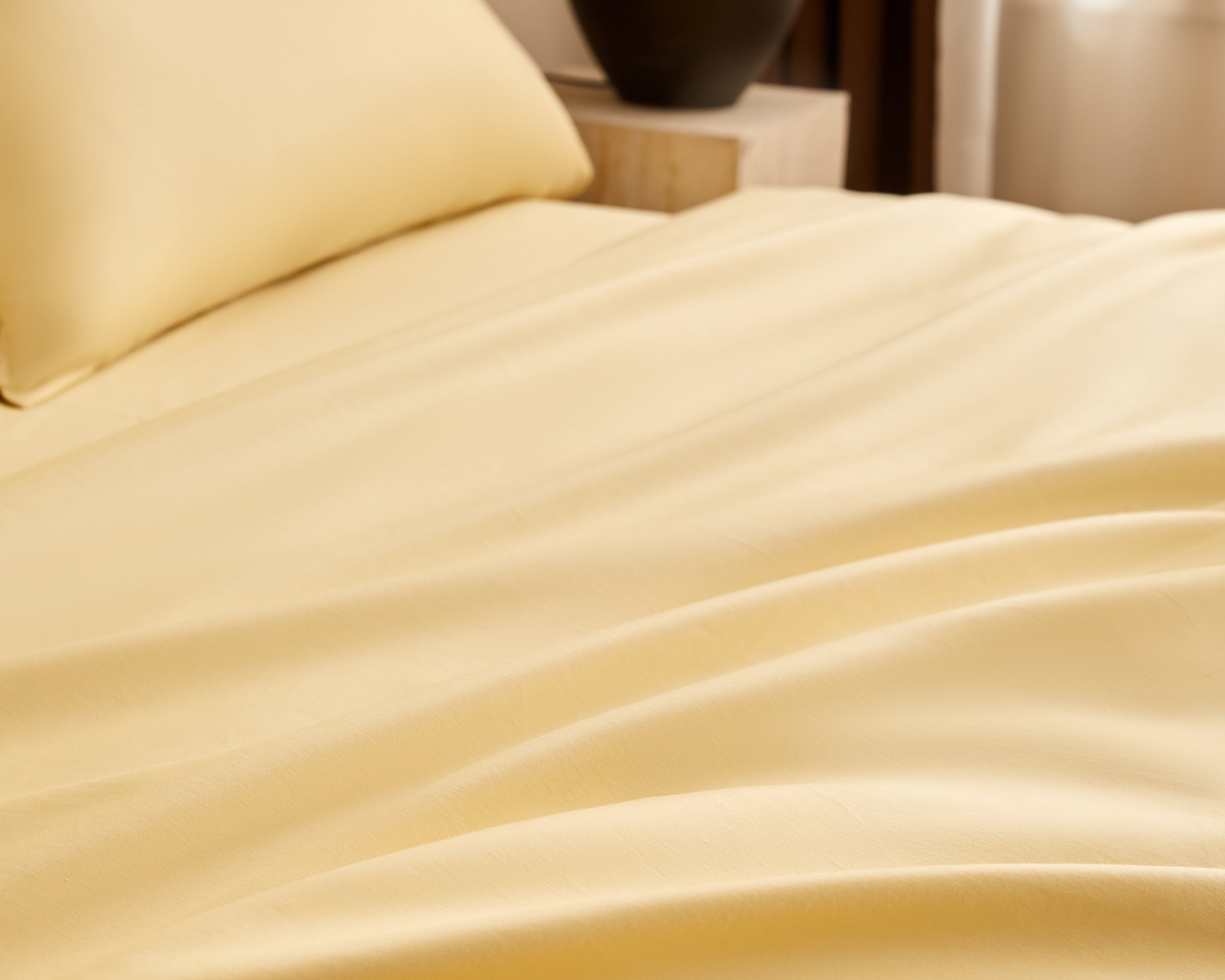 Butter Yellow + Heather Blue 100% Cotton Bed Sheet Set – 4-Piece, 300TC