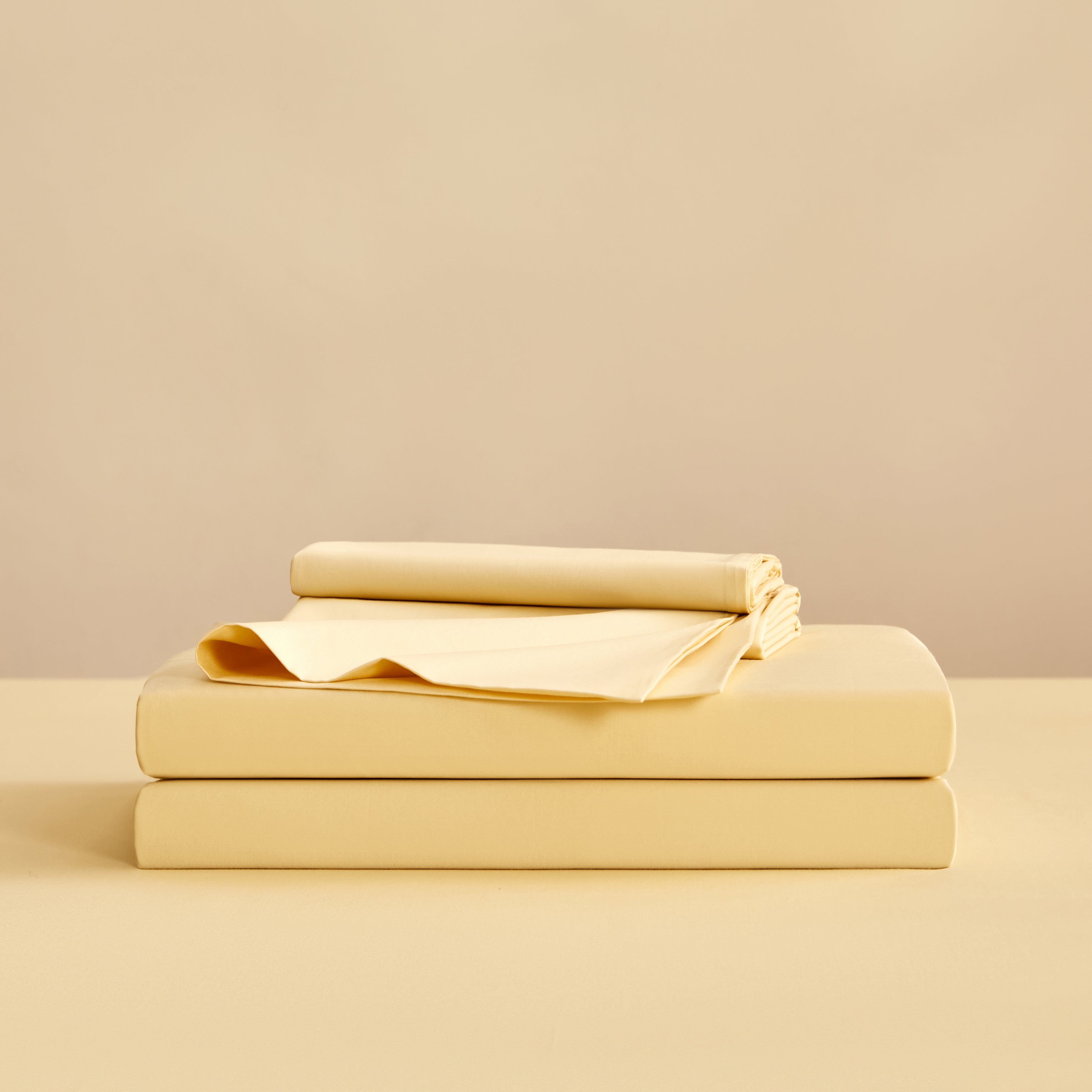 Butter Yellow + Heather Blue 100% Cotton Bed Sheet Set – 4-Piece, 300TC