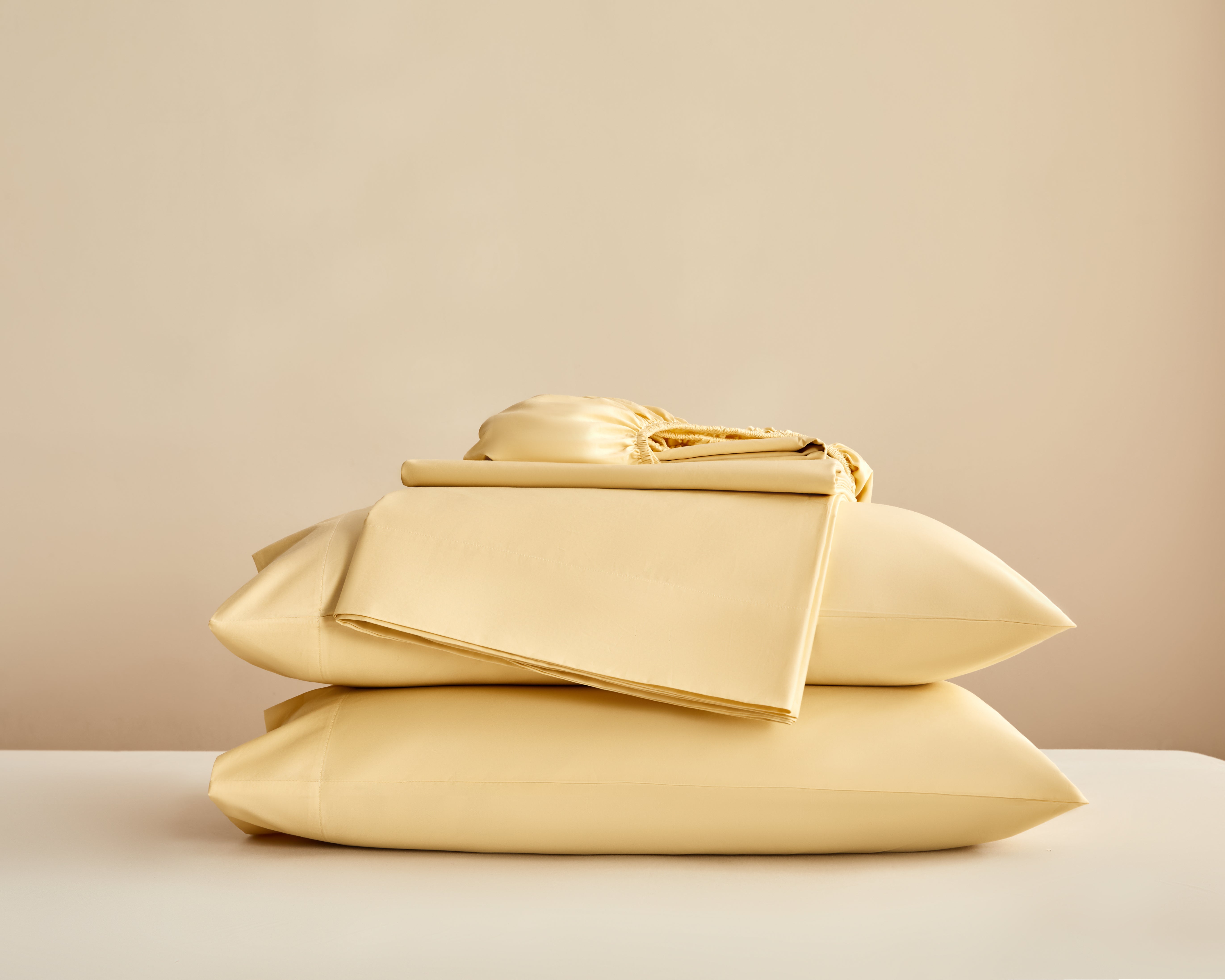 Butter Yellow + Heather Blue 100% Cotton Bed Sheet Set – 4-Piece, 300TC