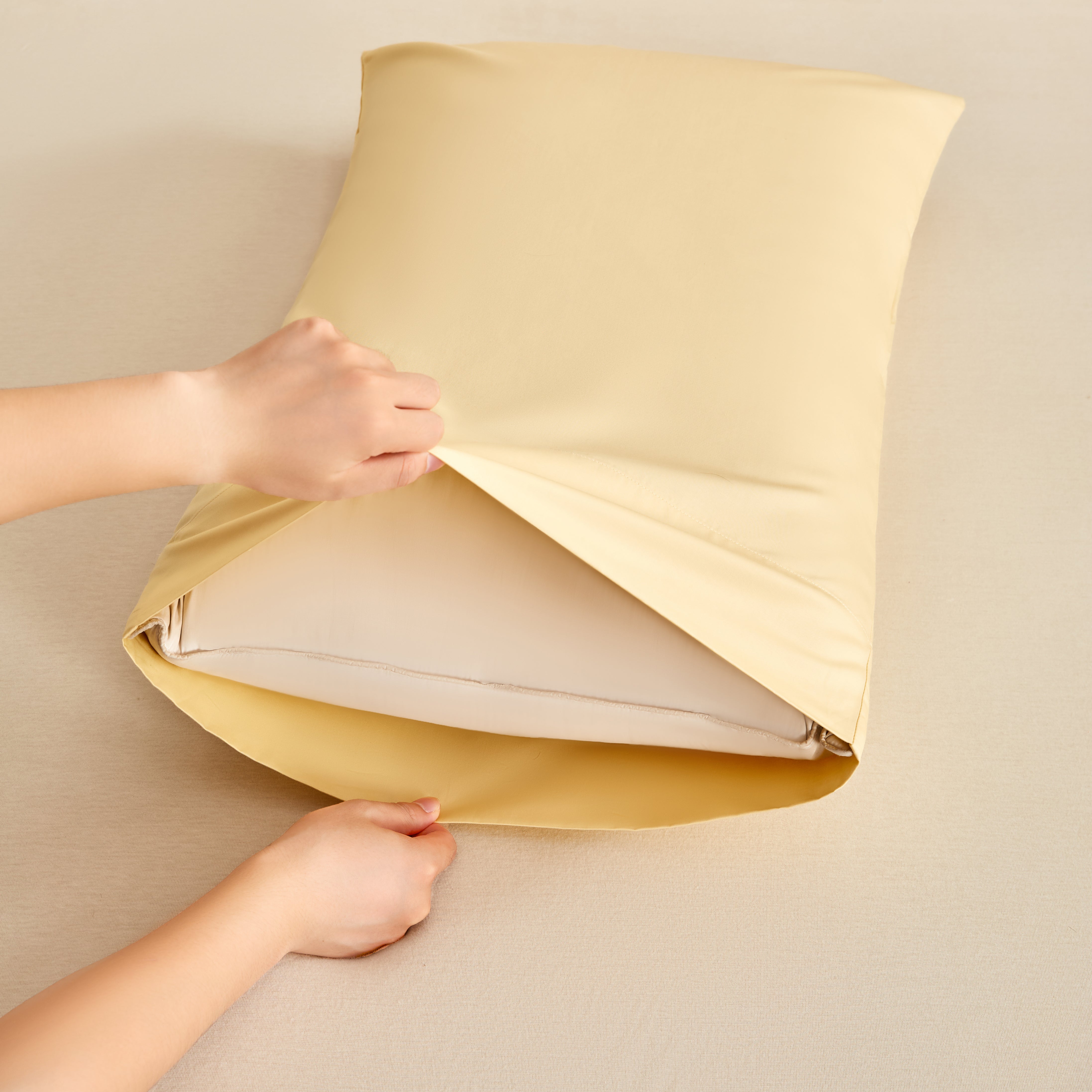 Butter Yellow + Heather Blue 100% Cotton Duvet Cover Set – 3-Piece, 300TC