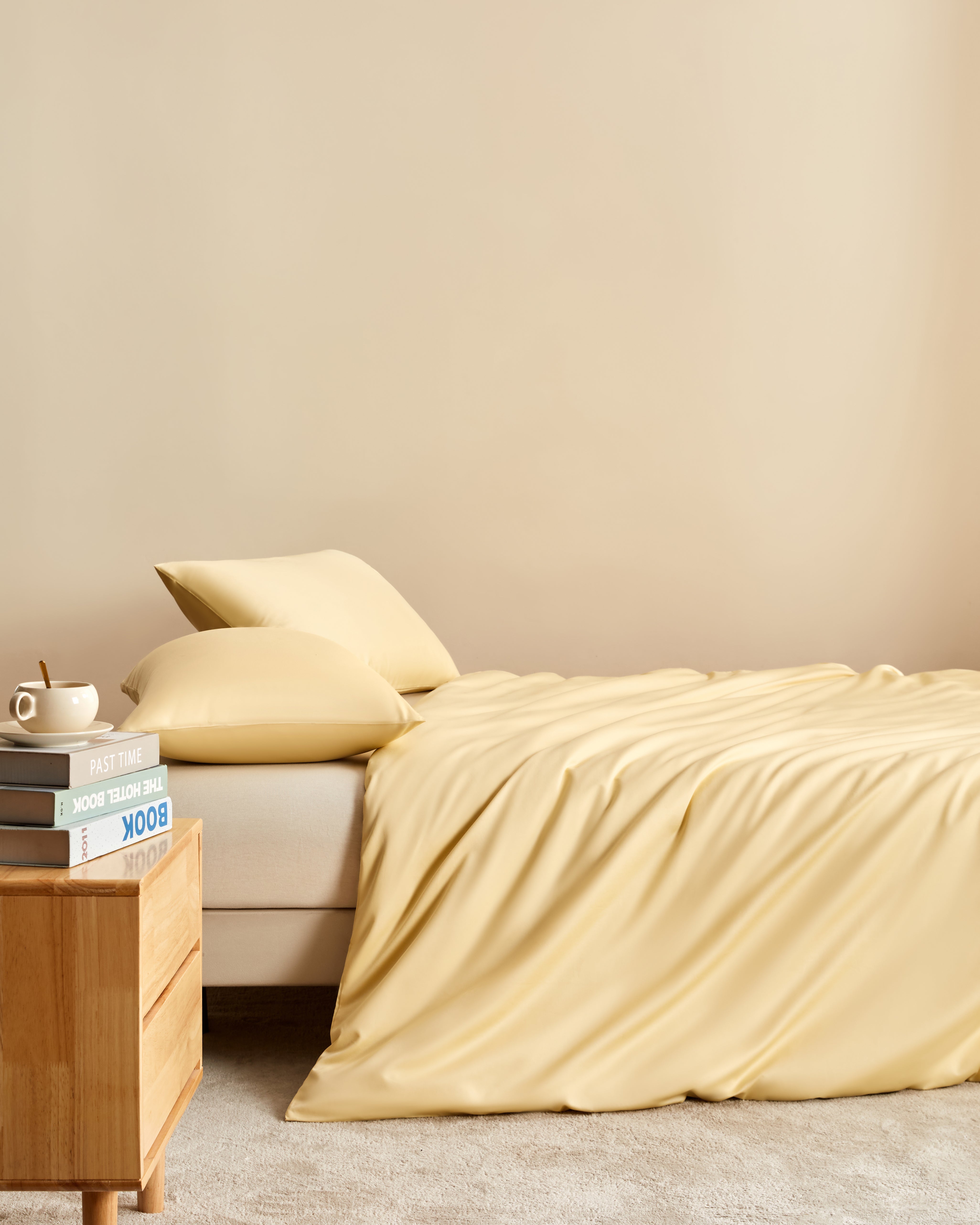 Butter Yellow + Heather Blue 100% Cotton Duvet Cover Set – 3-Piece, 300TC