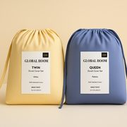Butter Yellow + Heather Blue 100% Cotton Bed Sheet Set – 4-Piece, 300TC